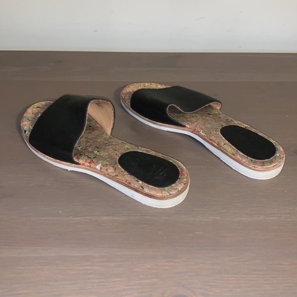 Rollie Black Leather Slides with Cork Insoles - Women’s Size 36 - Picture 6 of 8